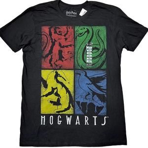 NWT Harry Potter Hogwarts 4 Box Houses Graphic T-Shirt Black Men’s L